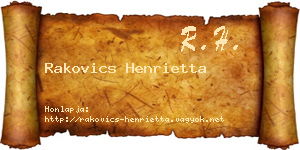 Rakovics Henrietta névjegykártya
