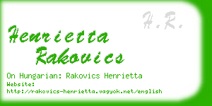 henrietta rakovics business card